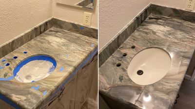 Unsightly Granite Vanity Scratches Removed