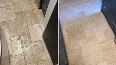 Dining Room and Kitchen Travertine Deep Cleaned