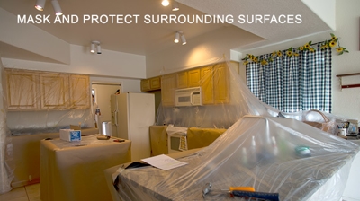 We always protect the surfaces surrounding our work area. Photo