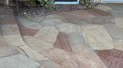 Our color enhancing sealing service intensified the color variations inherent in the stone. Photo