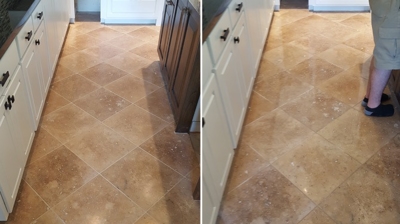 In the BEFORE image (left) you can see how little reflection the floor had. The reflection is restored in the AFTER image (right Photo