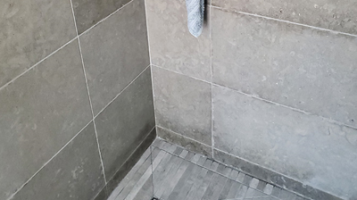 Notice the chalky appearance of the limestone in this BEFORE image. Photo