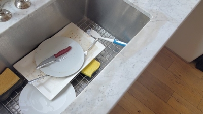 This BEFORE image shows how the moisture caused discoloration. Photo