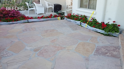 The flagstone patio looked chalky and dirty. Photo