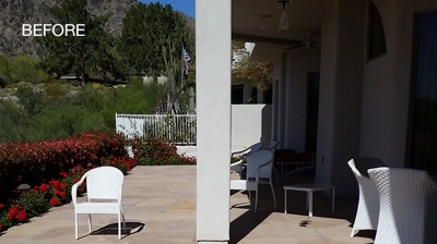 This flagstone patio looked rather unimpressive when we arrived at the job site. Photo