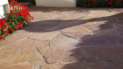 After our flagstone restoration services, this patio looked so much better. Photo