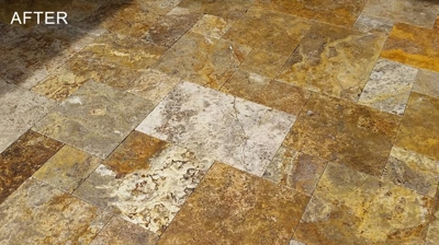 Notice how the colors pop on this enhanced travertine. Photo