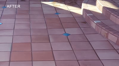 Our Saltillo restoration services made a big difference for this entry way. Photo