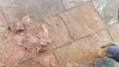 Removing all of the topical sealer was a high priority. It was time-consuming but necessary to achieve a more lasting solutions. Photo