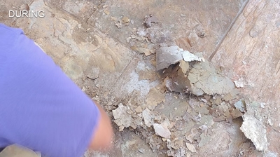 We completely removed the old topical sealer from the slate. Photo