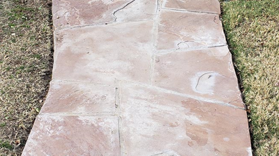 This what the flagstone looked like when we first arrived on the job site, BEFORE doing any work. Photo