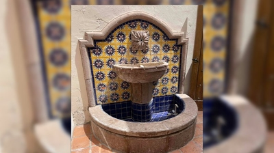 This image shows the fountain AFTER restoration. Photo