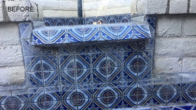 Notice how the vibrance of the tiles is diminished. Photo