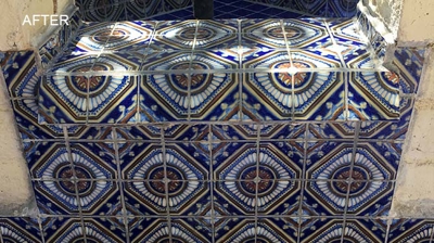 After our professional tile cleaning services, the appearance of this fountain dramatically improved. Photo