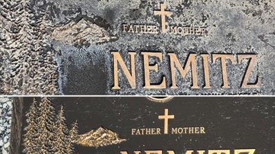 Granite and Bronze Headstone Before and After Photo