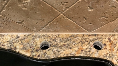 This AFTER image shows the broken granite repaired to like new. Photo