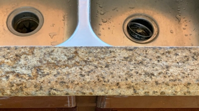 Here is a closer look at the repaired and refinished granite. Photo