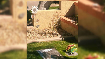 Here is a side view of the restored headstone. Photo