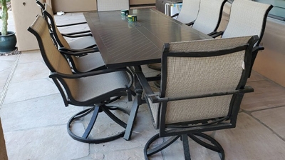 This dining area looked dirty and uninviting, as you can see in this BEFORE image. Photo