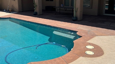 This pool surround looks so unviting, AFTER our restoration services. Photo