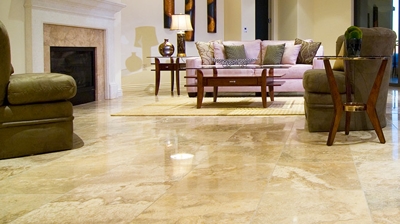 We performed marble floor polishing services, achieving a clean, like-new appearance. Photo