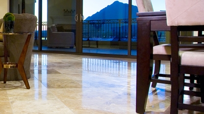 Notice the clarity and reflective quality of this beautifully refinished marble floor. Photo
