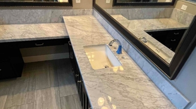 Here is an AFTER image. The bathroom looks elegant once again. Photo