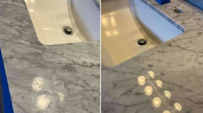 Here is another BEFORE (left) and AFTER (right) demonstrating what clients can expect from us. Photo