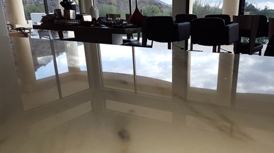 As you can see in this AFTER image, the glossy, reflective finish was fully restored with our professional marble services. Photo