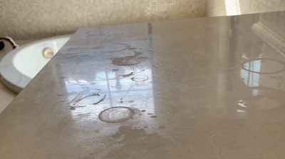 Notice the etch marks in this BEFORE image. Photo