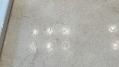 Notice how the marble looks dull in this BEFORE image. Photo