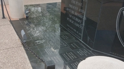 This image shows what the statue base and floor tiles looked like when we first arrived at the job site. Photo