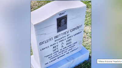 Here is the marble headstone, beautifully restored. Photo
