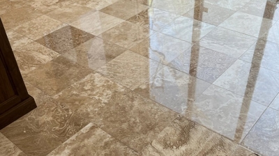 Here is the same bedroom floor AFTER we polished. What a difference! Photo