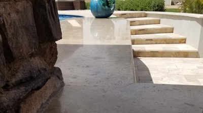 Notice the subtle reflection  of the travertine finish in this AFTER image. Photo