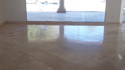 Here is an AFTER image of the same area. We restored the luster to this travertine. Photo
