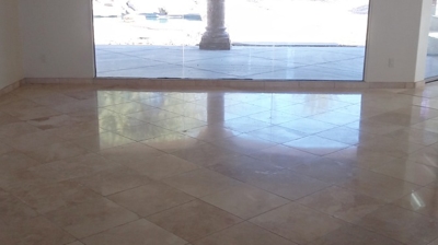 Here is an AFTER image of the same area. We restored the luster to this travertine. Photo