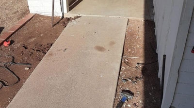 Before installation, we prepared the base, which involved demolition of portions of the concrete. Photo