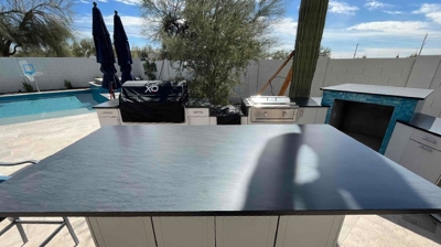 The streaks caused by improper sealing were erased with our refinishing services. Photo