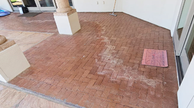 Here is a BEFORE image of the brick pavers. Photo