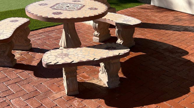 Notice how inviting this seating area is with the color and shine restored to the brick pavers. Photo