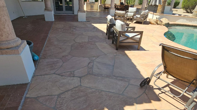 Here is another BEFORE image. The flagstone has a dull appearance. Photo