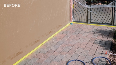 Improper topical sealers had been used on these concrete pavers. Photo