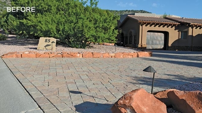 Though the pavers were relatively clean, they looked dirty. We took this image before doing any paver restoration work. Photo