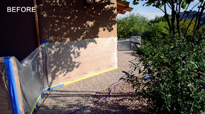 The exterior concrete pavers looked incredibly dull and lifeless. Photo