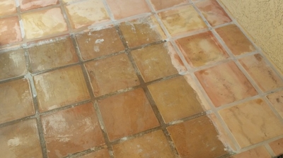 Here is another image taken during the Saltillo cleaning process to show the dramatic difference. Photo