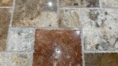 Up close view of travertine floor. Photo