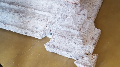 Here is another view of the broken cantera pieces. Photo