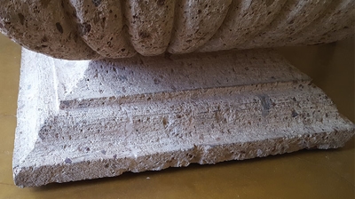 The cantera repair is barely noticeable, as you can see. Photo