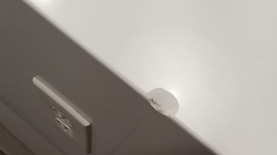 This BEFORE image shows the chipped countertop. Photo